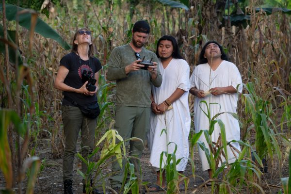 Richard S. and Judy Kern filming a traditional Maya milpa with the Chambor brothers from the Lacandon tribe in Chiapas, Mexico